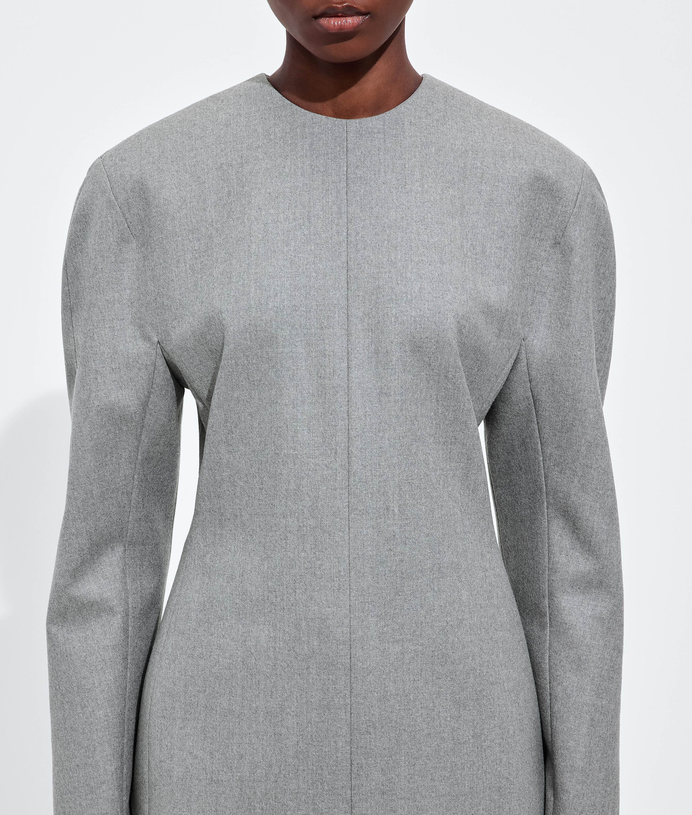 Women's Compact Wool Flannel Dress in Sterling melange Bottega Veneta Luxembourg EN - Image 4