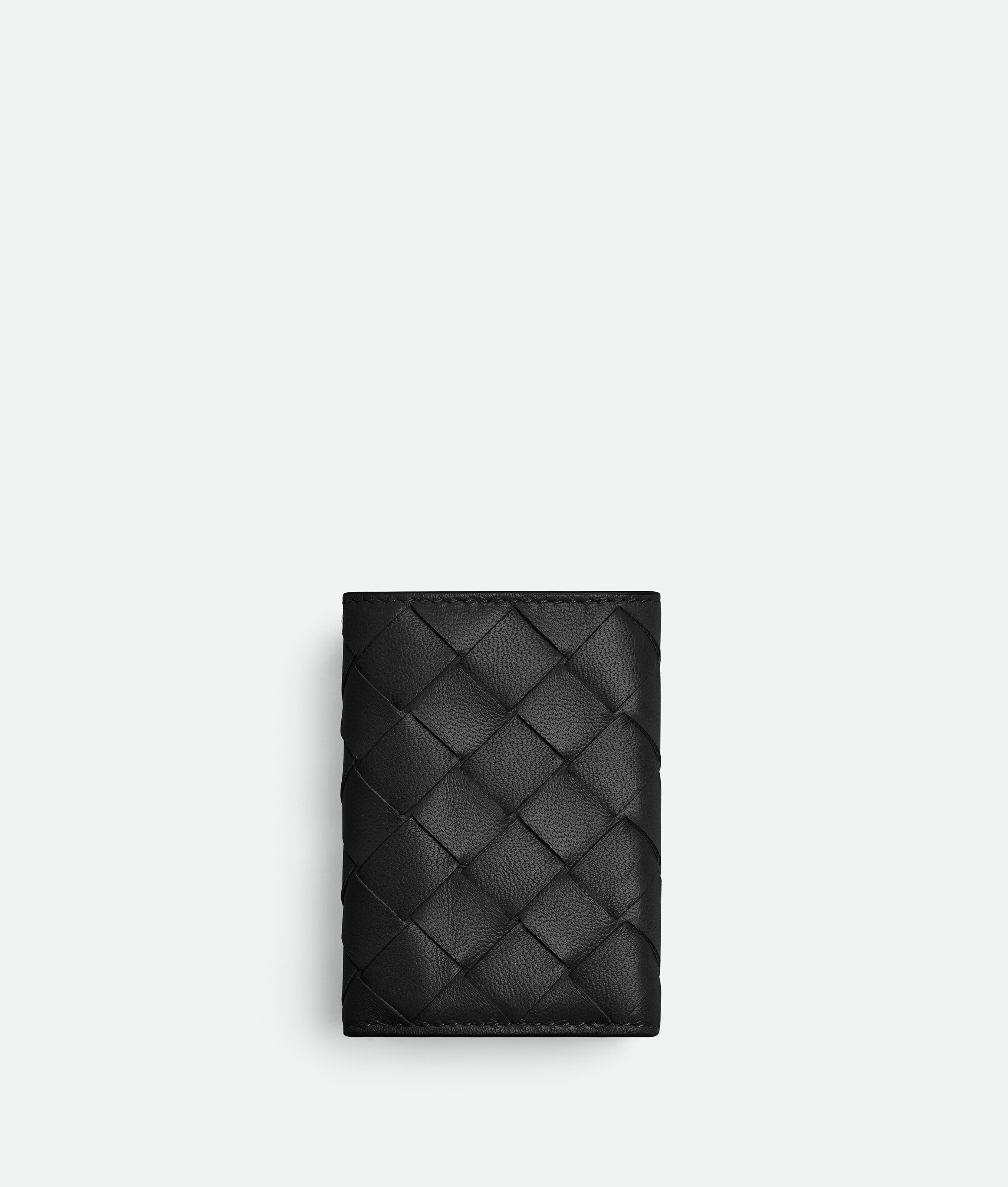 Bottega Veneta Tiny Intrecciato Tri-fold Portemonnaie In Black
