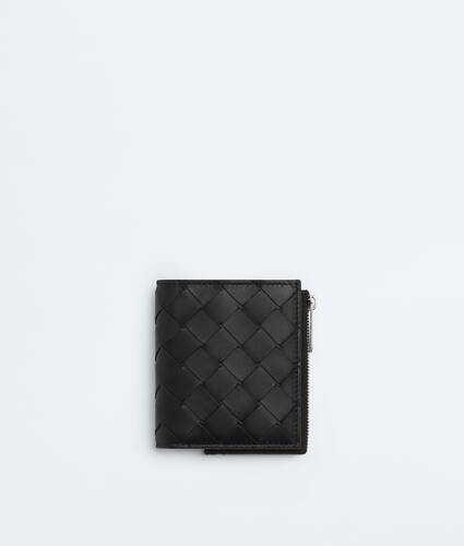 Men's Intrecciato Bi-Fold Wallet With Zip in Black Bottega Veneta Denmark EN - Image 1