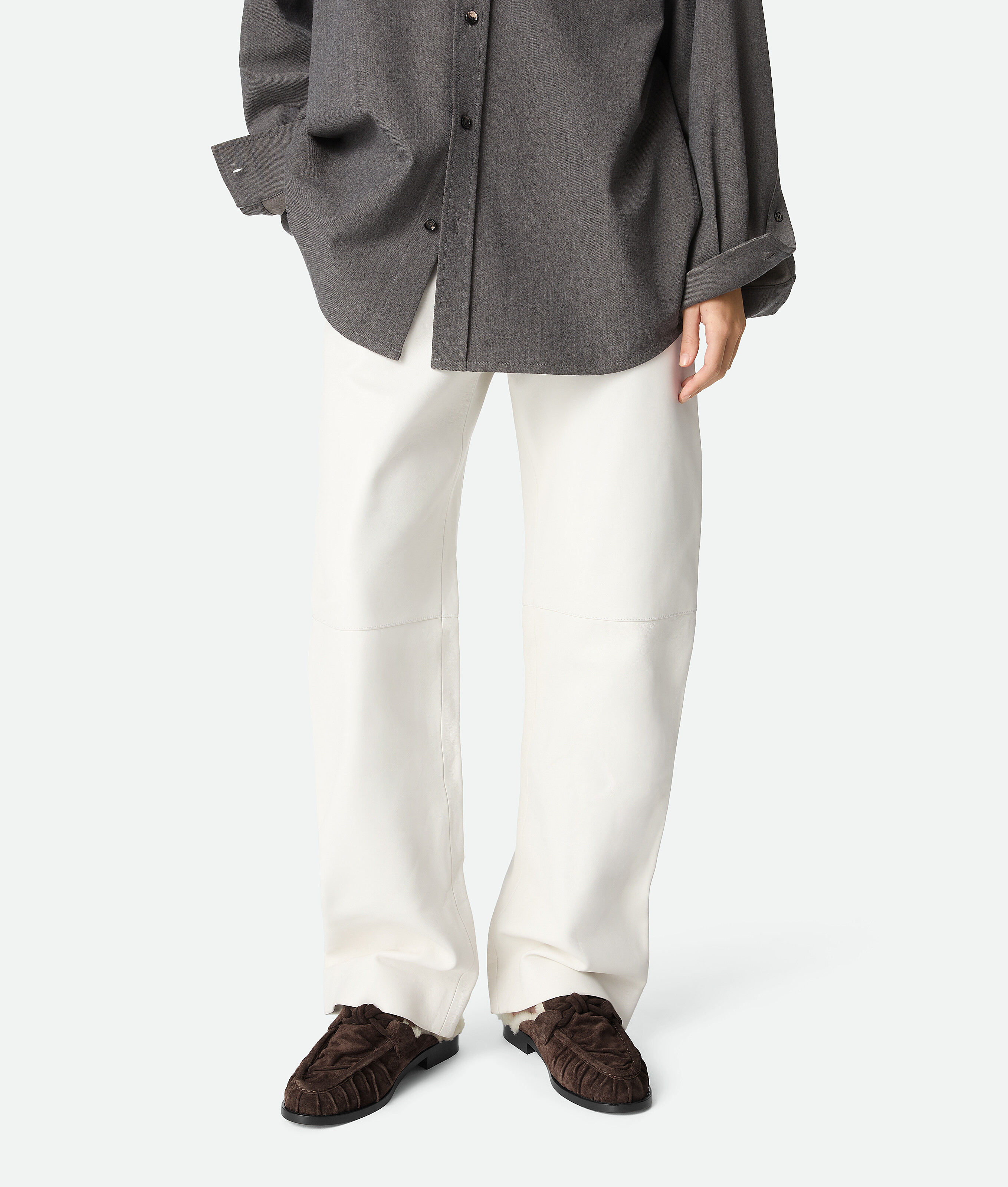 Bottega Veneta Suede-shearling Astaire Mules In Brown