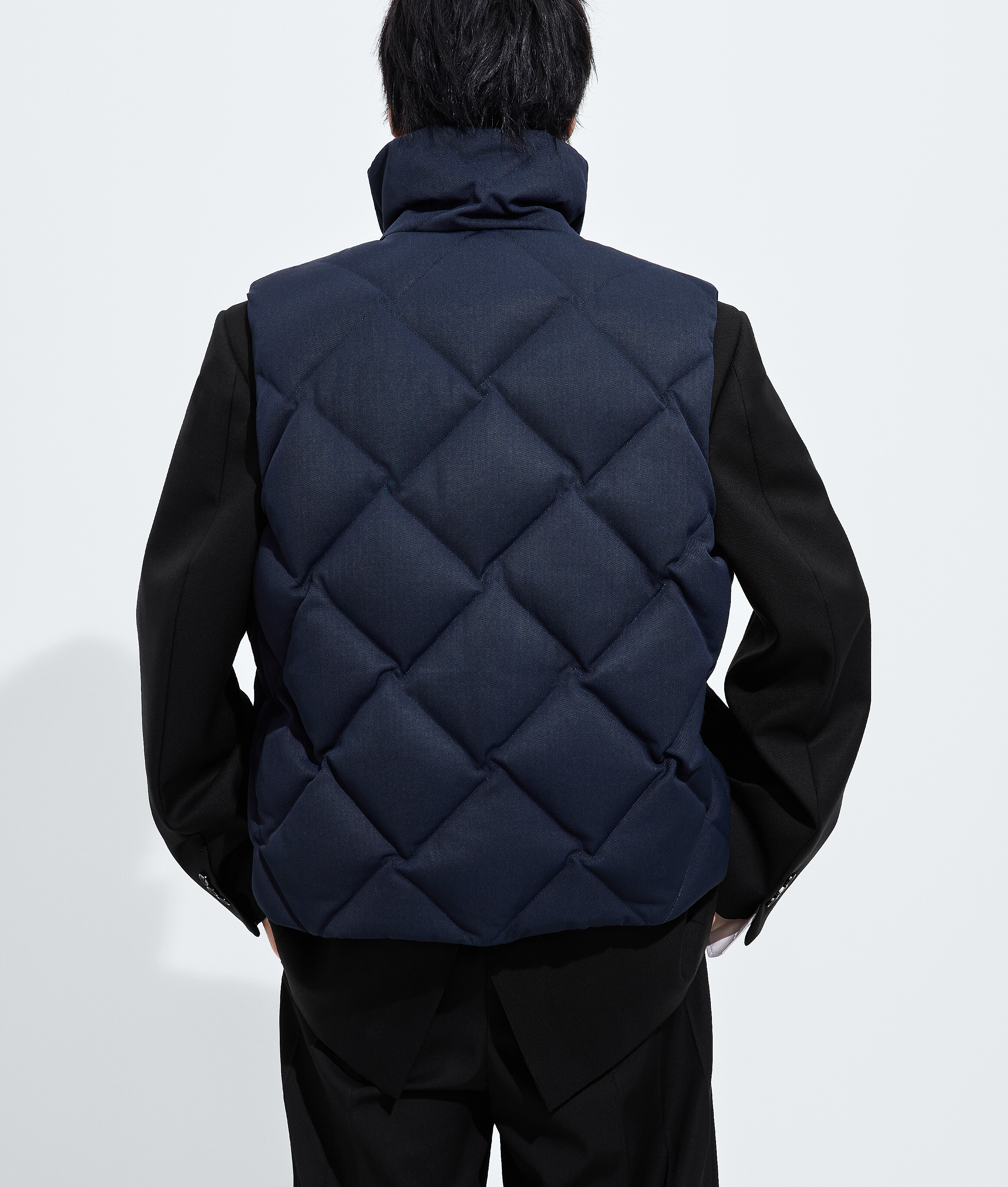 Men's Nylon and Cotton Quilted Gilet in Midnight blue Bottega Veneta Luxembourg EN - Image 3