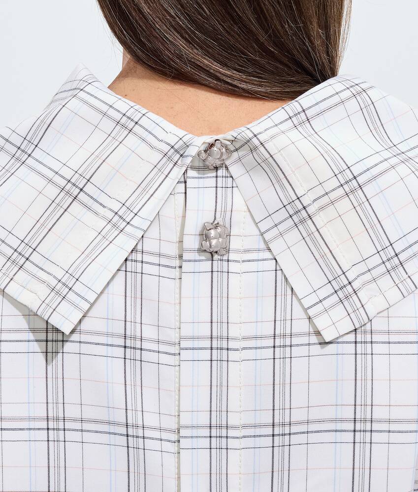 Women's Soft Wool Check Top in Chalk/carrubo/blue Bottega Veneta United States EN - Image 4