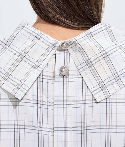 Women's Soft Wool Check Top in Chalk/carrubo/blue Bottega Veneta United States EN - Image 4