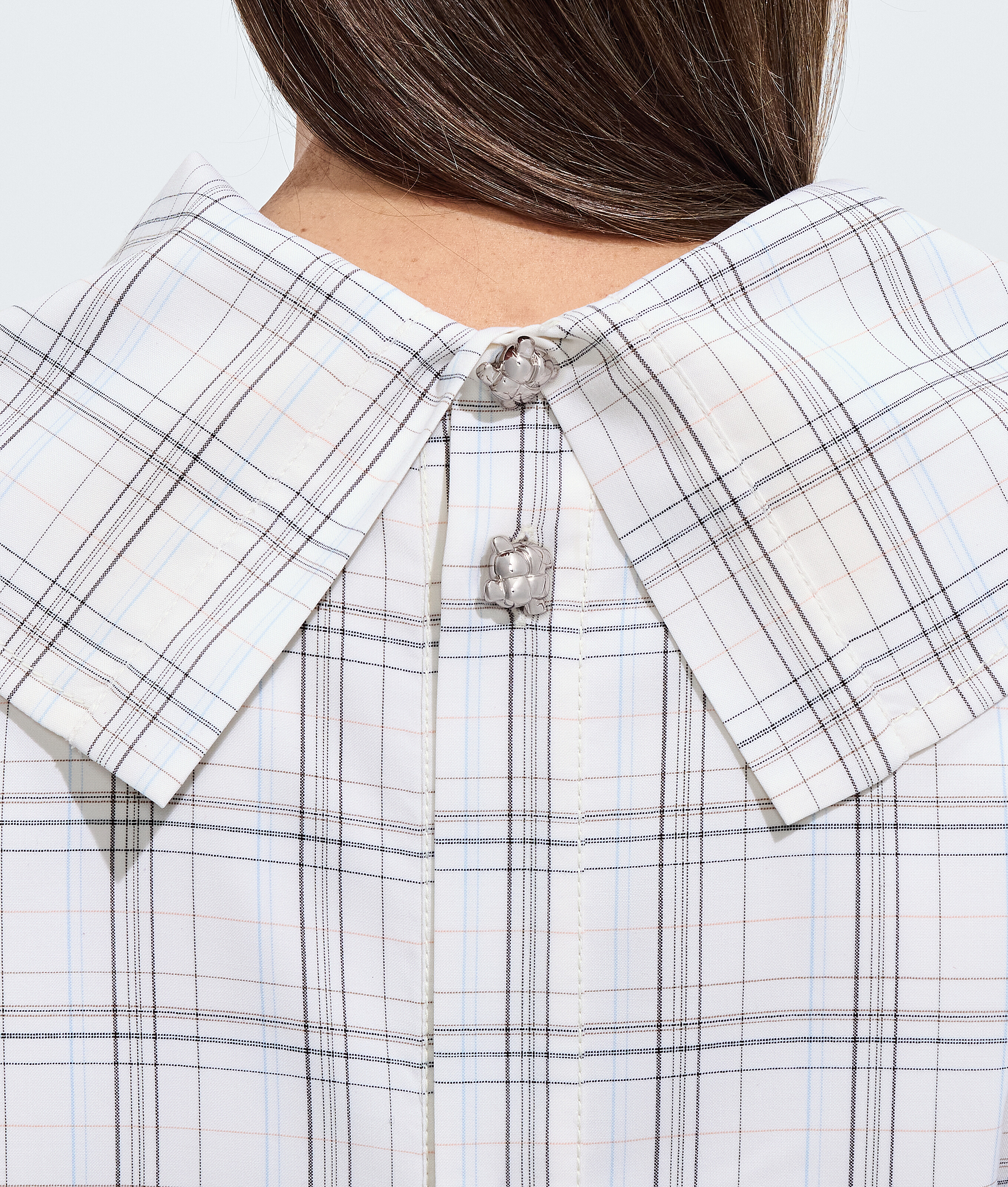 Women's Soft Wool Check Top in Chalk/carrubo/blue Bottega Veneta Luxembourg EN - Image 4