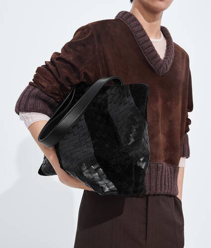 Men's Small Intrecciato Zipped Tote in Black Bottega Veneta United Kingdom EN - Image 5