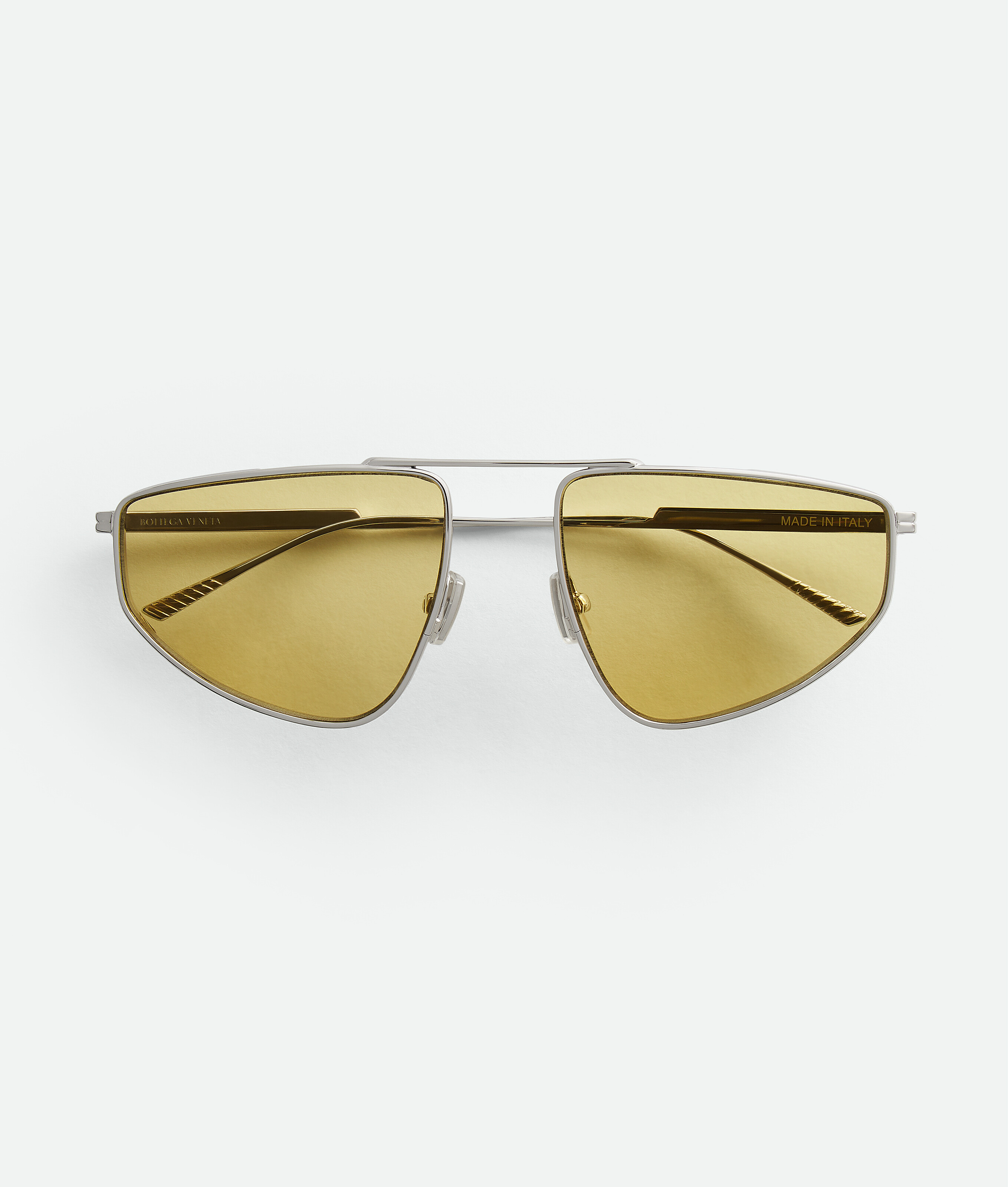 Classic Aviator Sunglasses in Silver/yellow | Bottega Veneta US