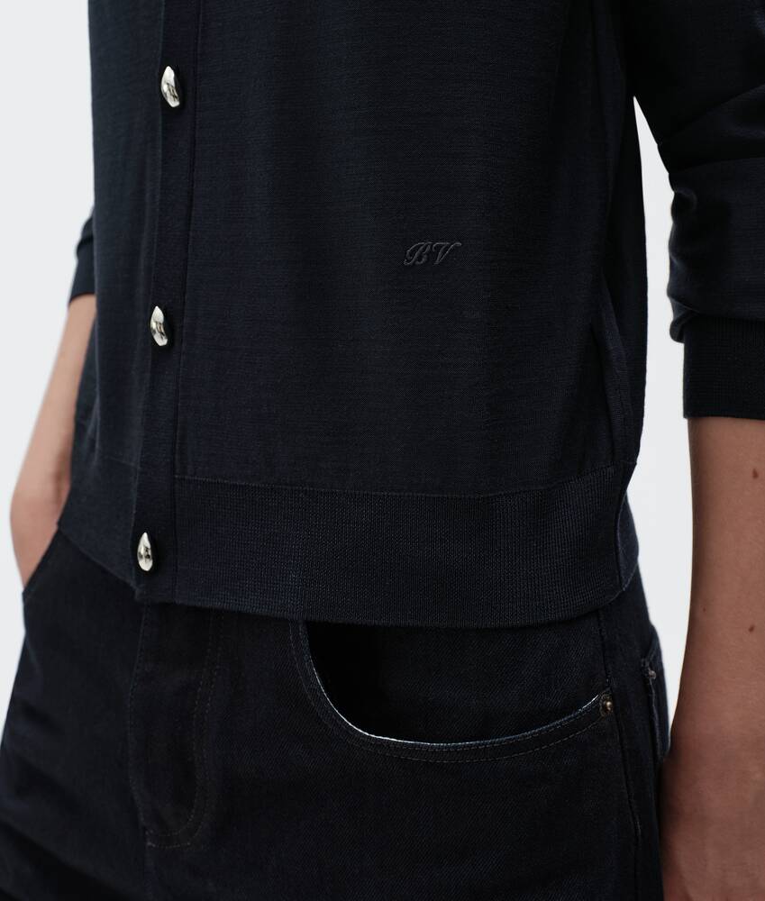 Women's Wool Underpinning Cardigan  in Midnight blue Bottega Veneta Latvia EN - Image 4