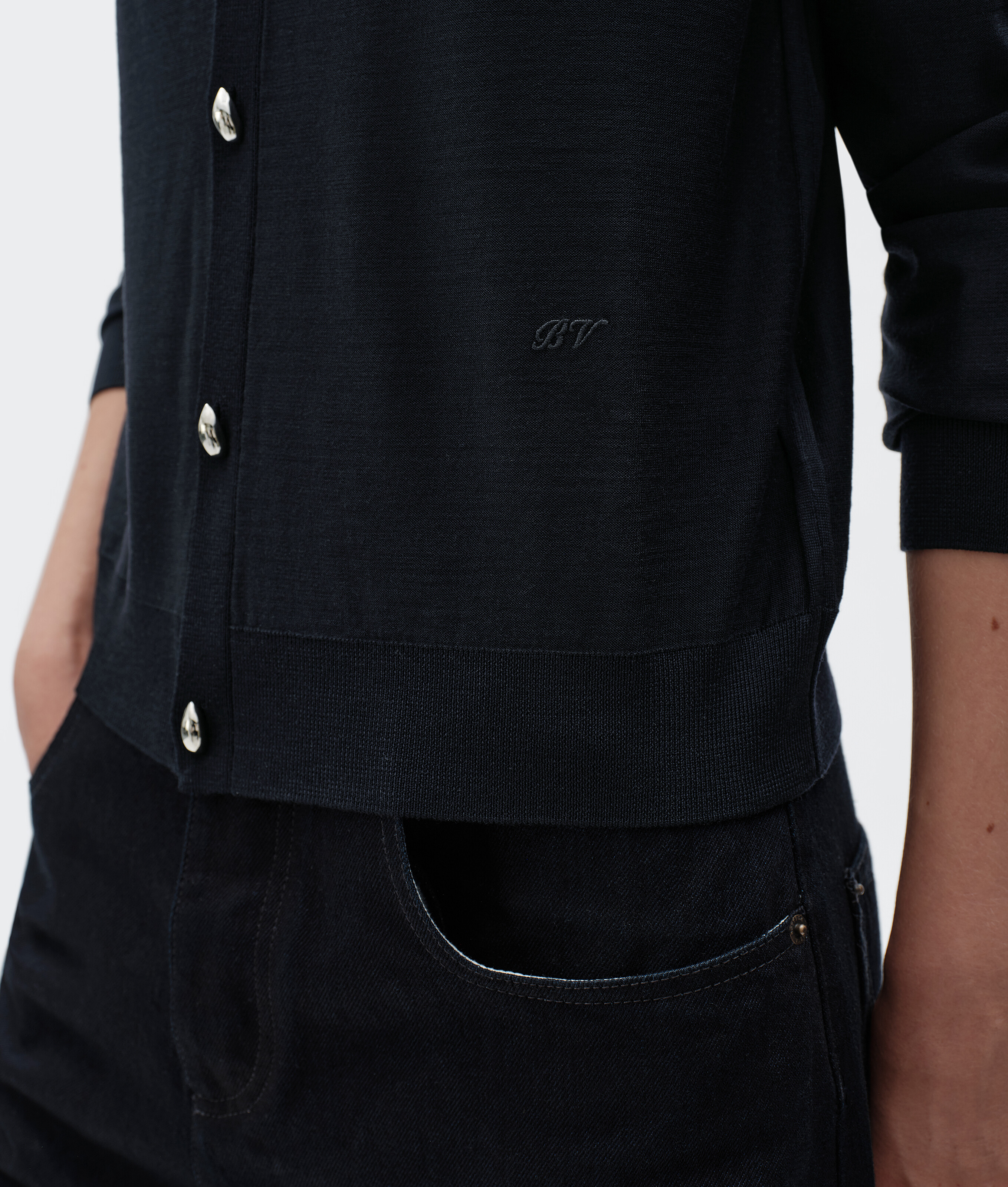 Women's Wool Underpinning Cardigan  in Midnight blue Bottega Veneta Luxembourg EN - Image 4