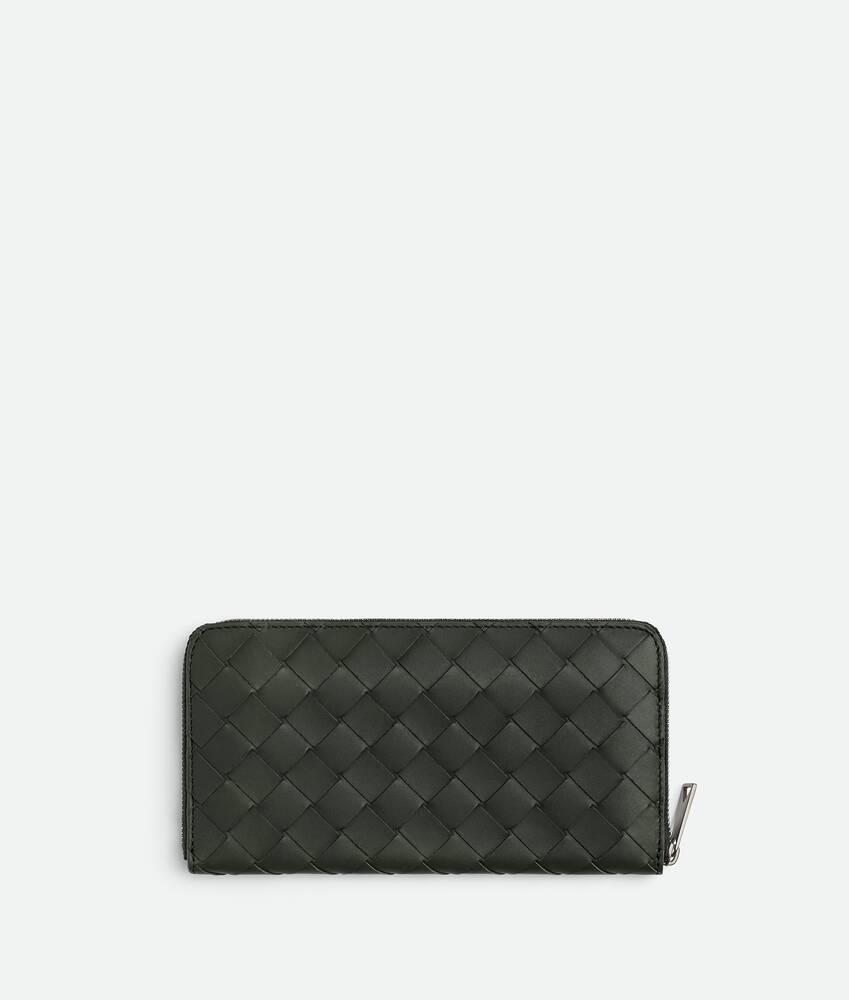 Men's Intrecciato Zip Around Wallet in Dark green / Travertine Bottega Veneta Kuwait EN - Image 4