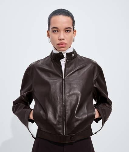Women's Papery Leather Blouson in Ebony Bottega Veneta United States EN - Image 1