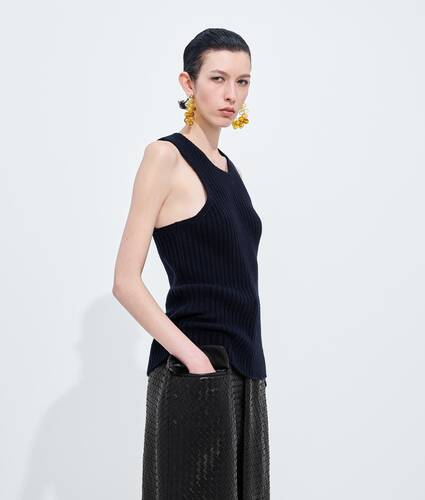 Geripptes Tanktop aus Merinowolle f&uuml;r Damen in Midnight blue Bottega Veneta Deutschland DE - Image 2