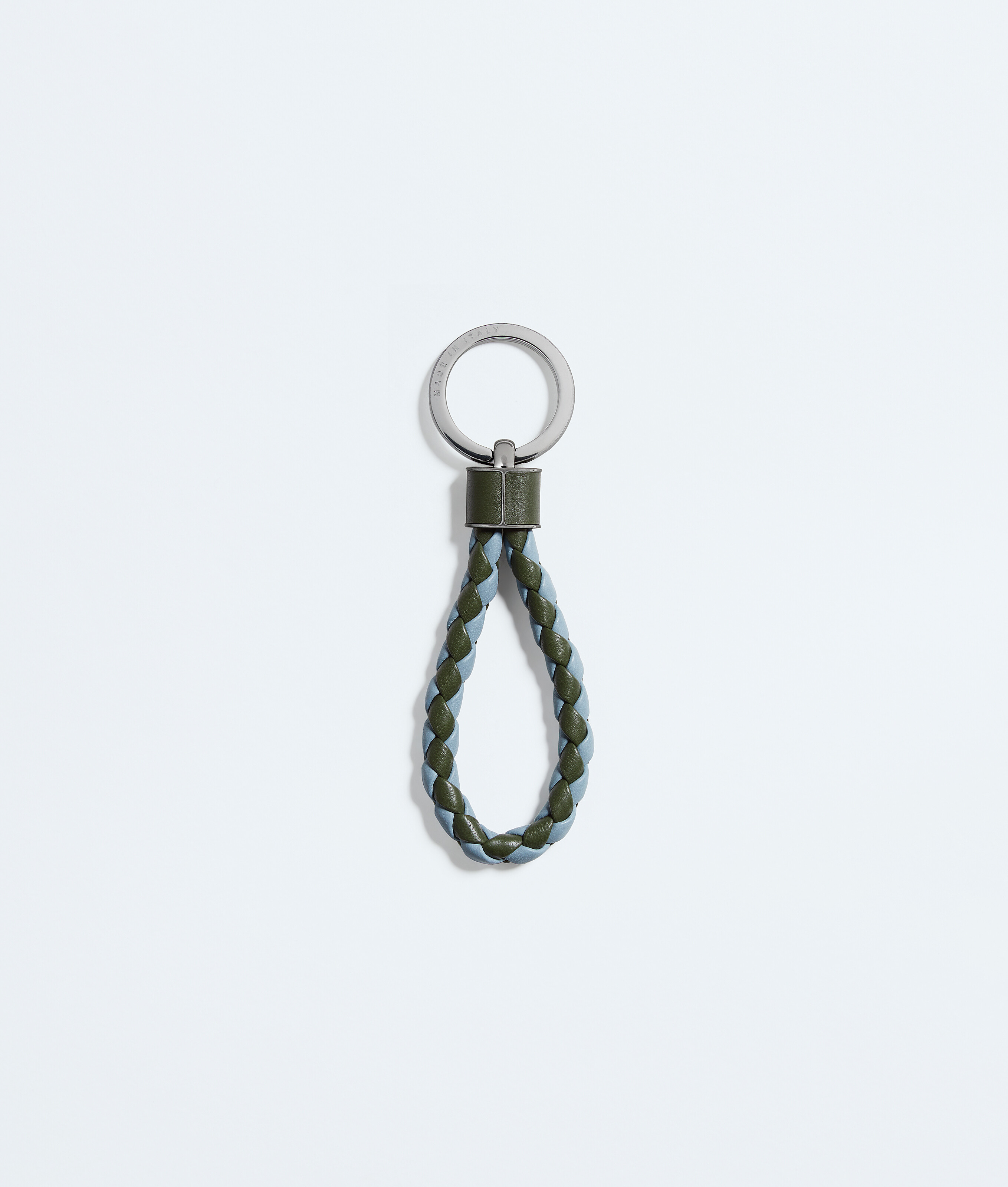 Men's Intreccio Key Ring in Green tweed/mineral Bottega Veneta Canada EN - Image 2