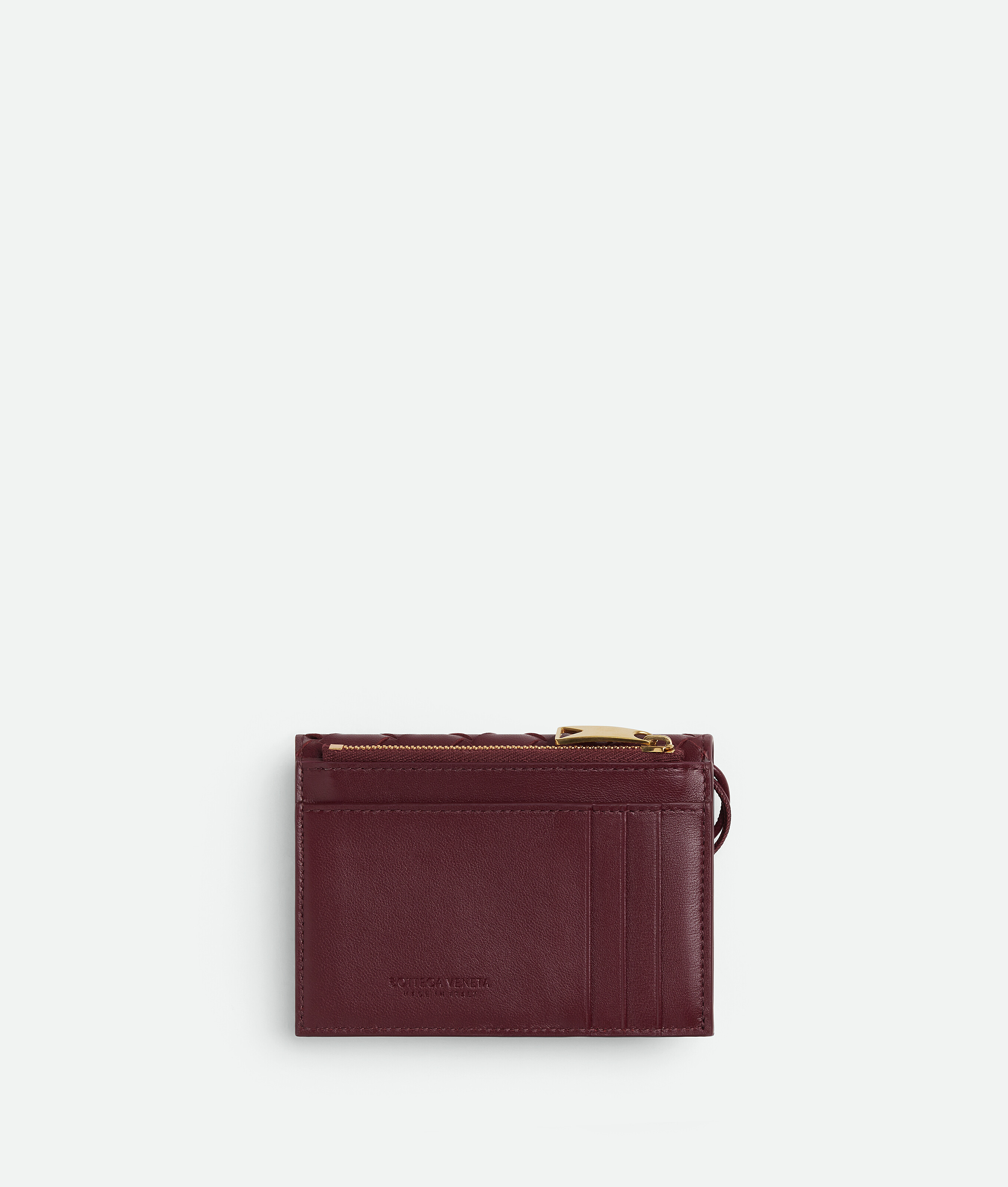 Bottega Veneta Andiamo Zipped Card Case In Burgundy