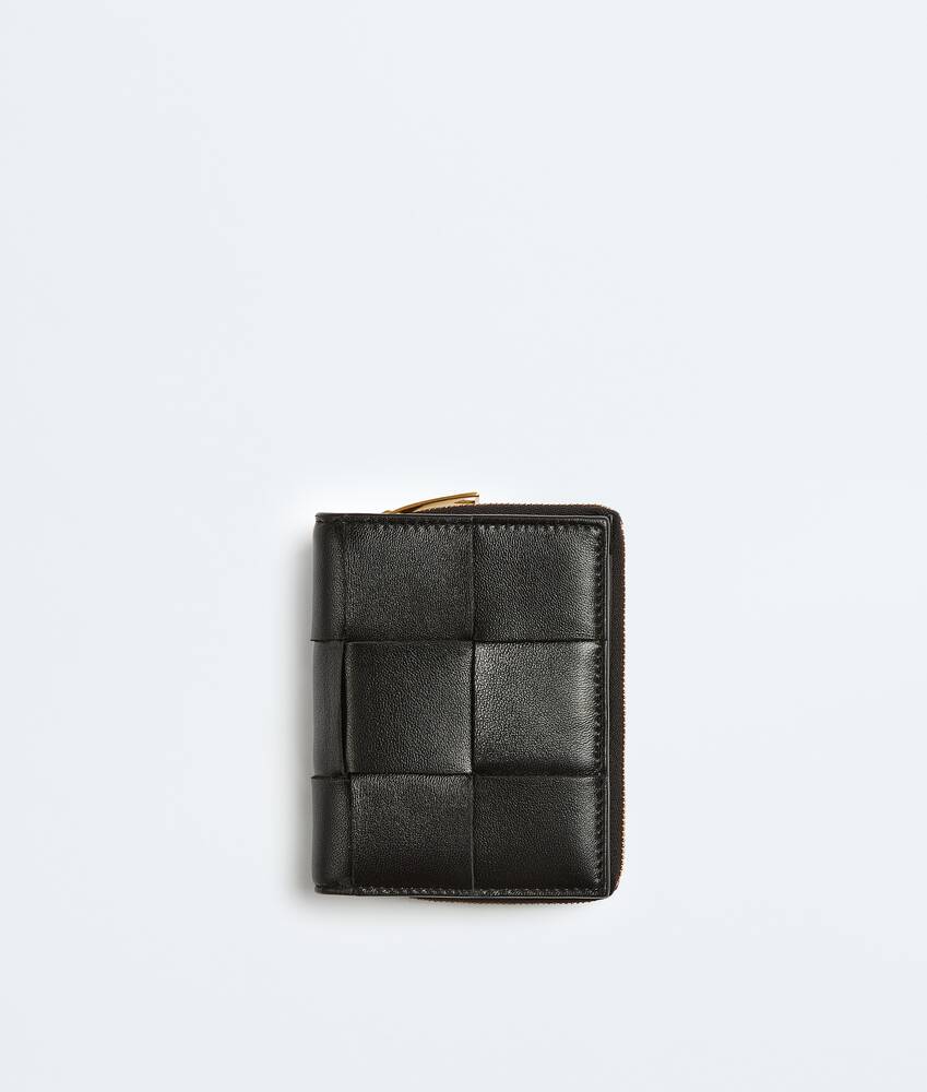 Cassette Compact Zip Around Wallet in Black