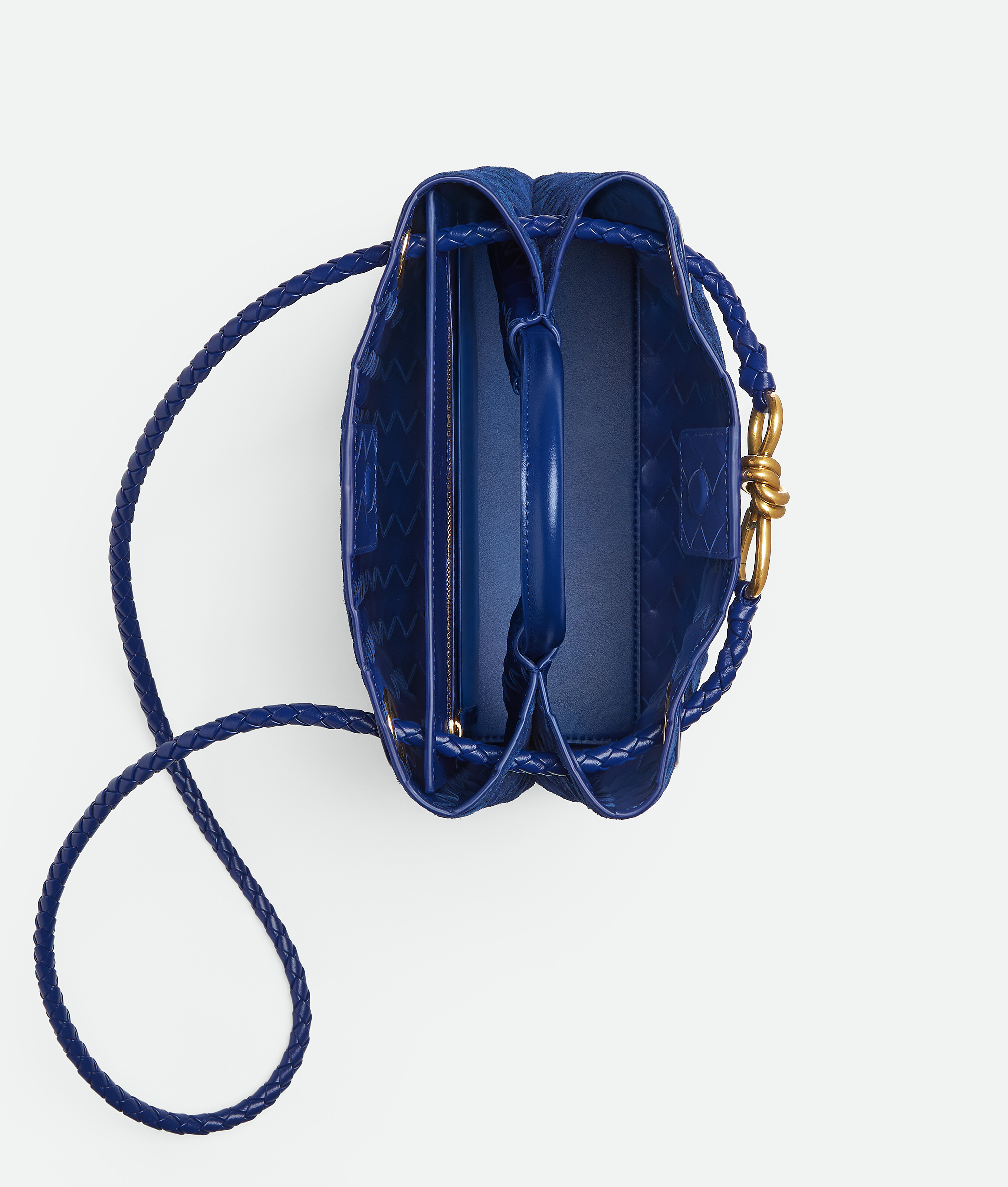 Bottega Veneta Small Intrecciato Leather Andiamo Top-handle Bag In Blue