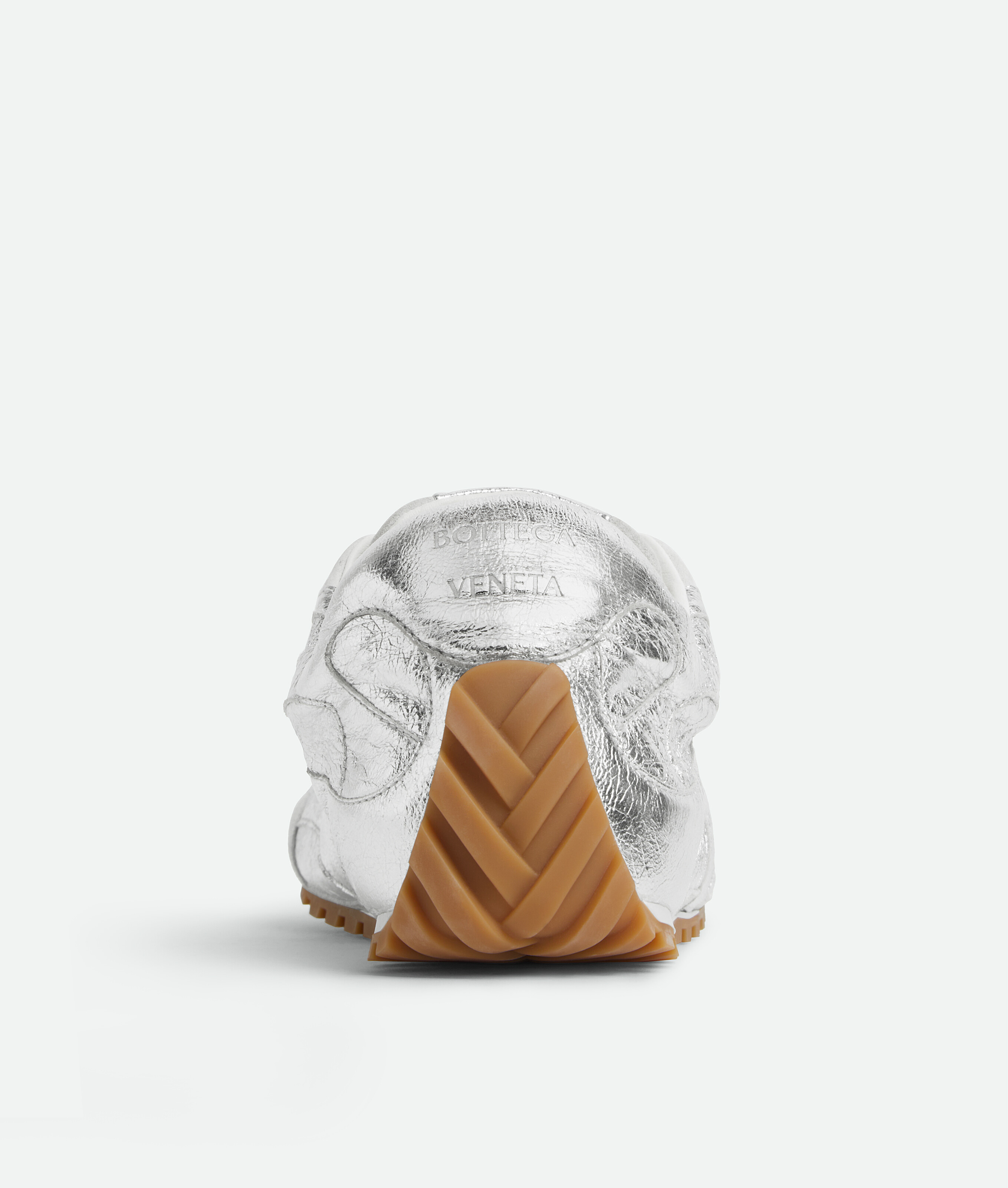 Bottega Veneta Orbit Flash Suede-trimmed Metallic Leather Sneakers In Silver