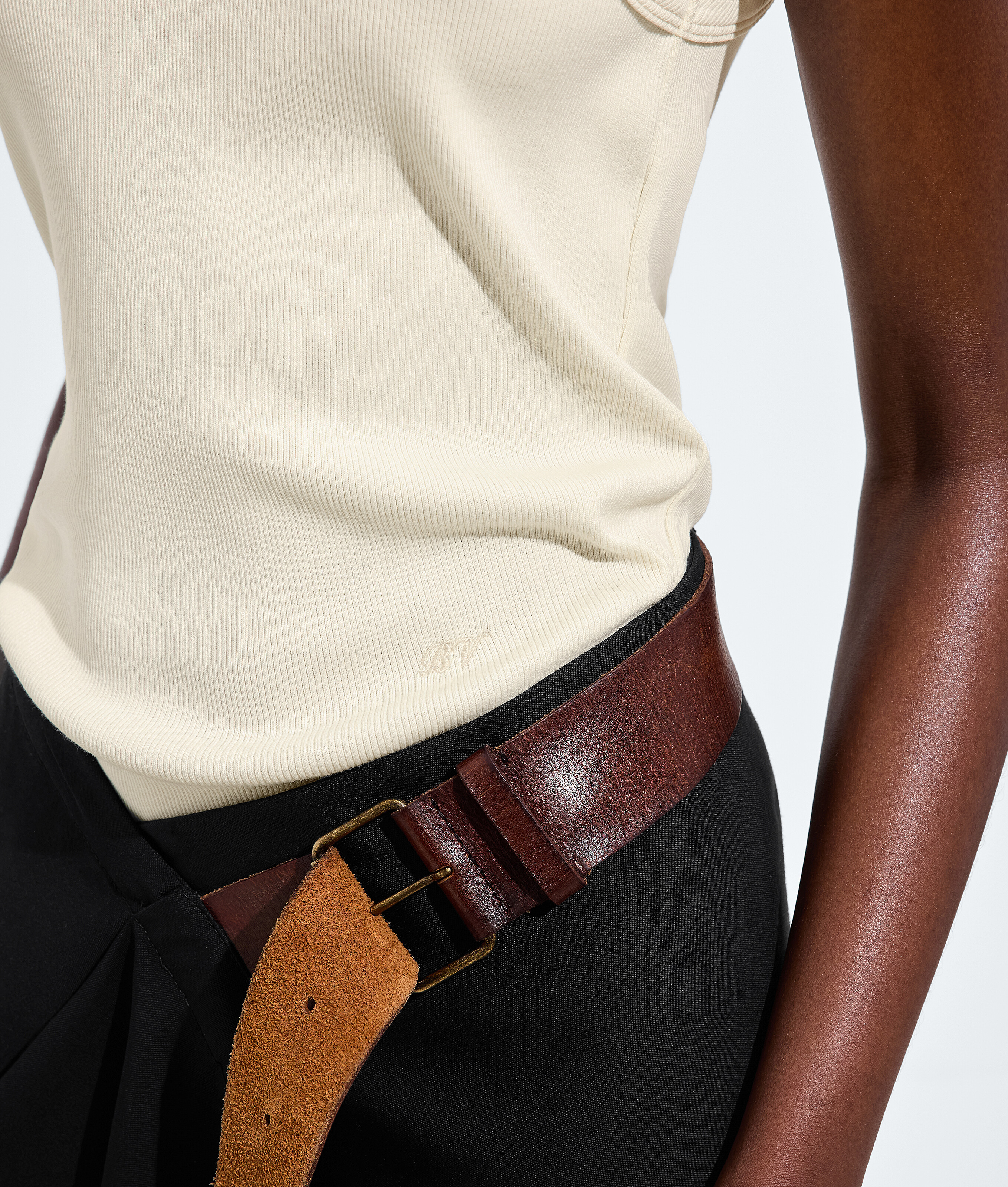Women's Compact Cotton Jersey Rib Tank Top in Rice Bottega Veneta Luxembourg EN - Image 4