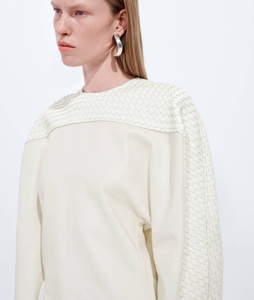 Women's Leather Dress in Parchment Bottega Veneta Belgium EN - Image 4