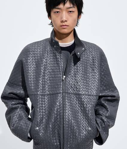 Men's Intrecciato Leather Jacket in Harbor gray Bottega Veneta Greece EN - Image 5