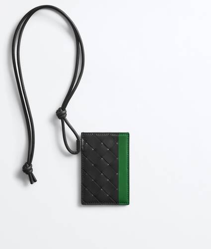 Men's Intrecciato Badge Holder in Black/shamrock Bottega Veneta Greece EN - Image 1