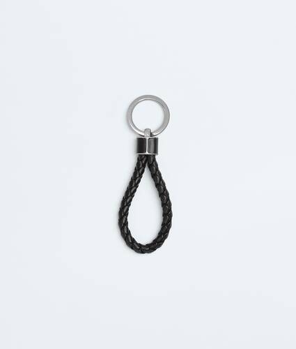 Men's Intreccio Key Ring in Black Bottega Veneta Brazil EN - Image 2