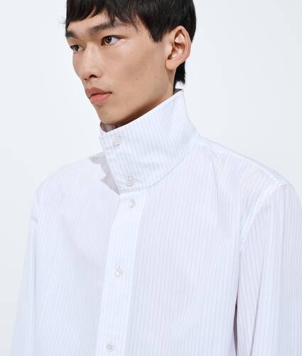 Men's Cotton Poplin Pinstripes Shirt in White/blue Bottega Veneta Canada EN - Image 5