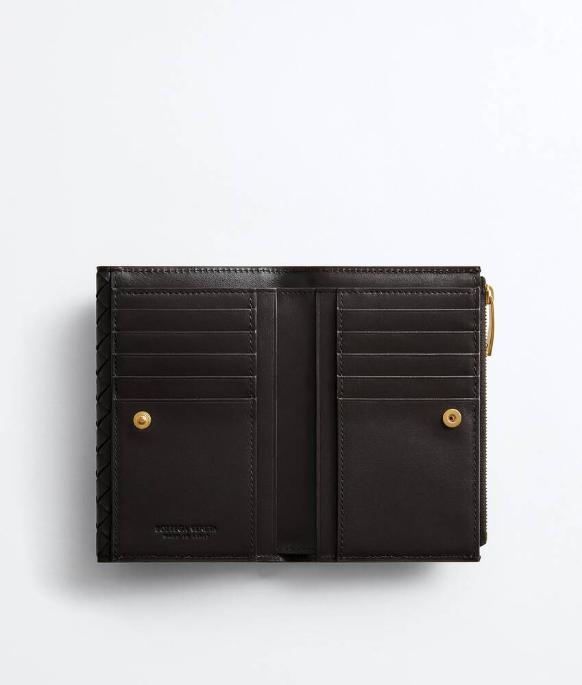 Portefeuille &agrave; deux volets Intrecciato Piccolo moyen format avec rabat pour Femme en Espresso Bottega Veneta Luxembourg FR - Image 2
