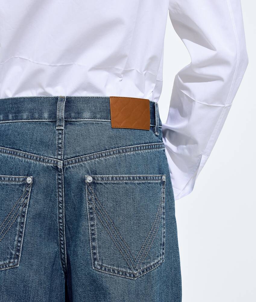 Men's Atlantic Blue Wide Leg Jeans in Mid blue Bottega Veneta United Kingdom EN - Image 4
