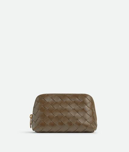 Women's Intrecciato Small Beauty Pouch in Pinecone Bottega Veneta Brazil EN - Image 1
