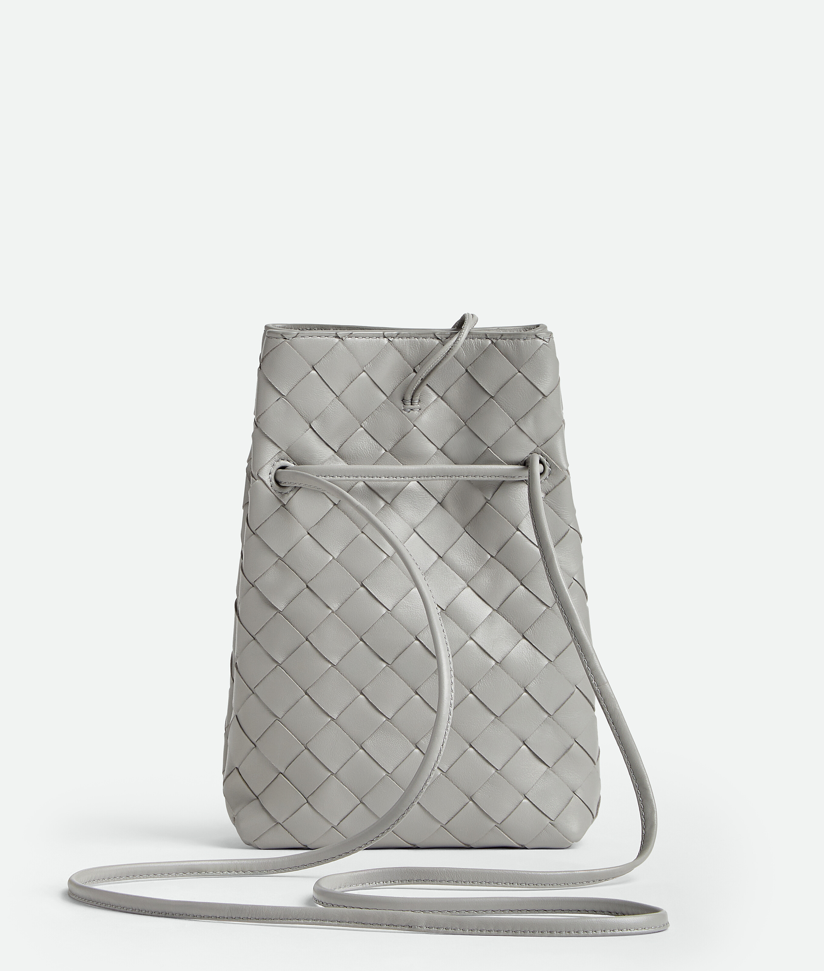Bottega Veneta Andiamo Phone Pouch In Silver