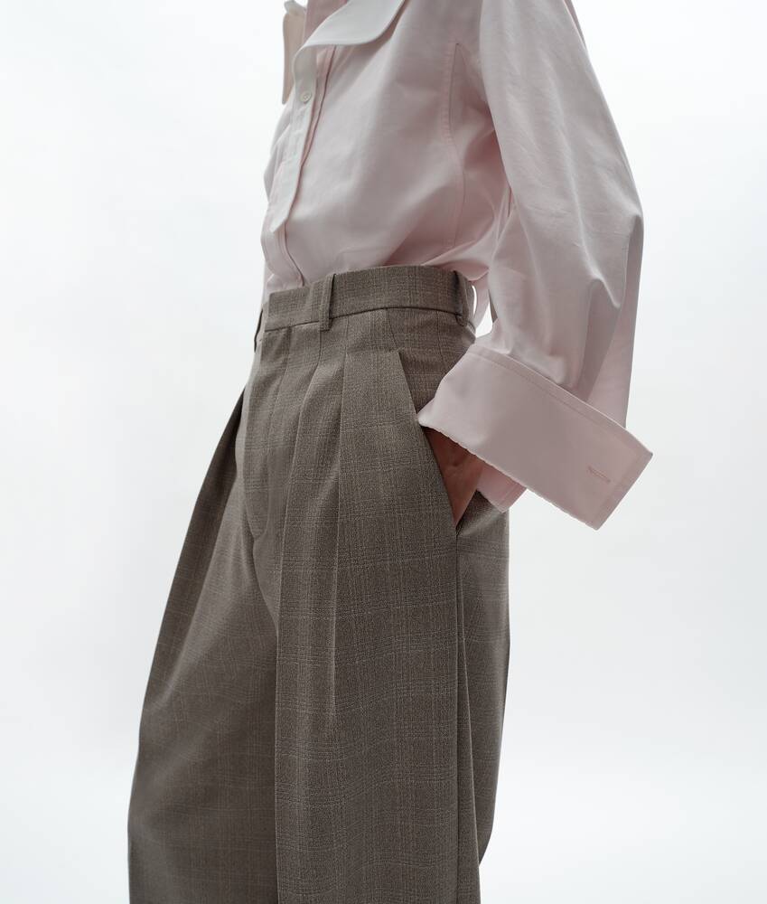 Women's Prince Of Wales Wool Trousers in Silt/stucco melange Bottega Veneta United Kingdom EN - Image 3
