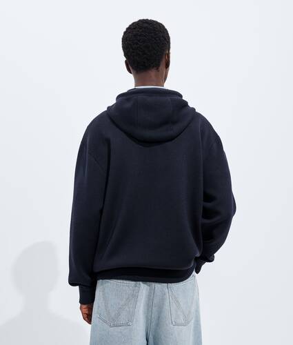 Men's Double Wool Hoodie  in Navy Bottega Veneta Belgium EN - Image 3