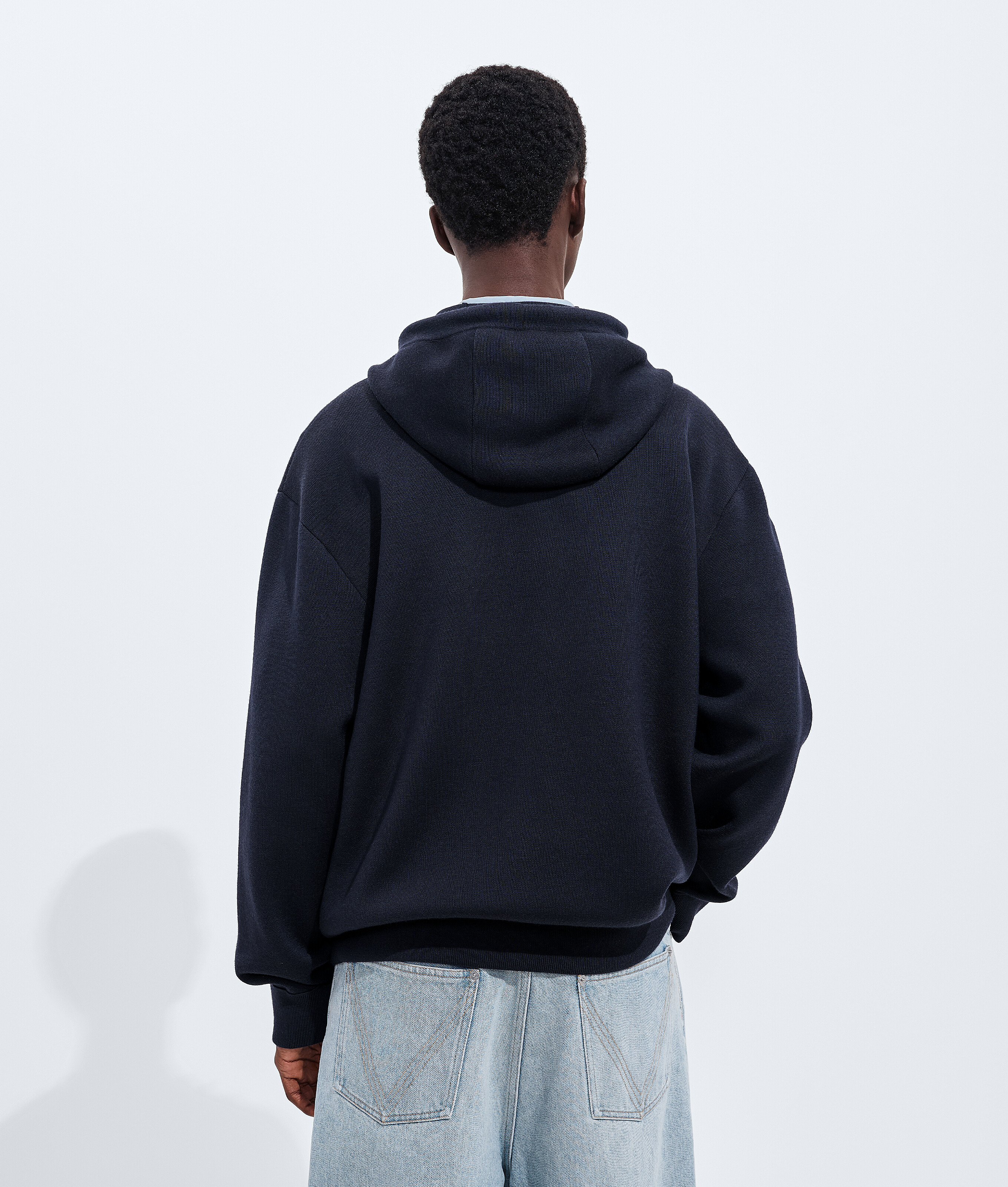 Men's Double Wool Hoodie  in Navy Bottega Veneta Luxembourg EN - Image 3