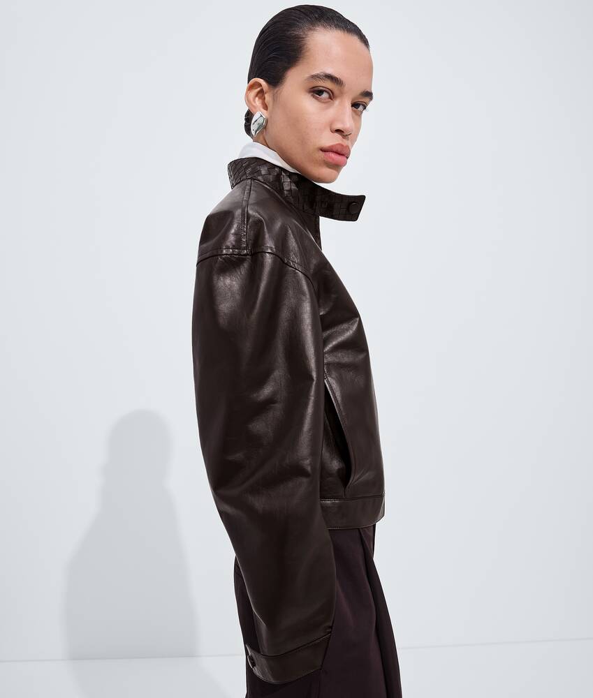 Women's Papery Leather Blouson in Ebony Bottega Veneta United States EN - Image 2