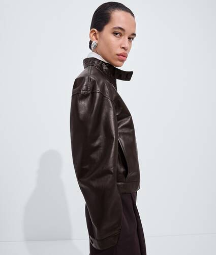 Women's Papery Leather Blouson in Ebony Bottega Veneta United States EN - Image 2