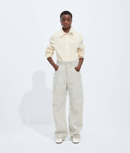Pantaloni in morbida pelle con motivo Intrecciato da Donna in Pumice Bottega Veneta Italia IT - Image 1