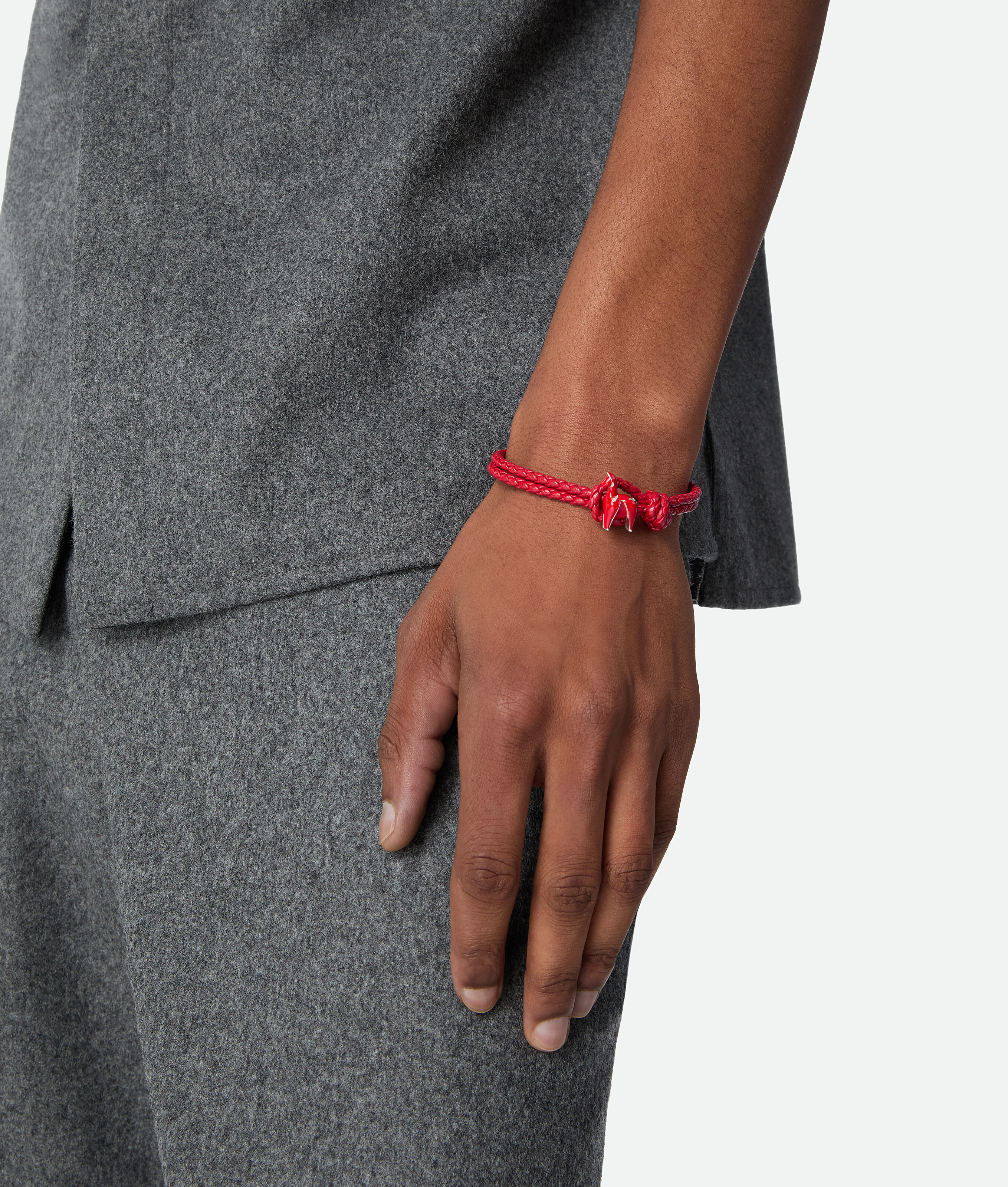 Women's Cavallo Leather Bracelet in Lipstick/ chili Bottega Veneta Macao SAR China EN - Image 2