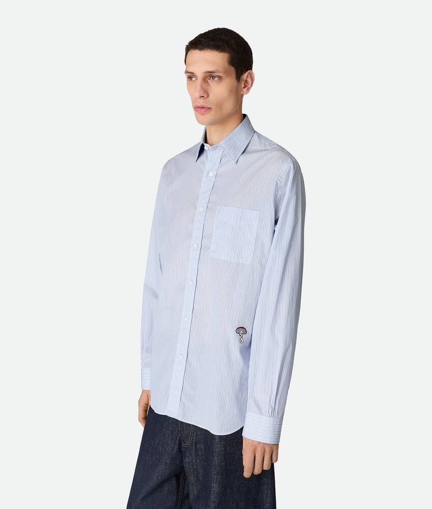 Men's Stripe Cotton Poplin Shirt in White/blue Bottega Veneta Spain EN - Image 2