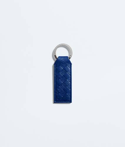 Men's Woven Mycelium Key Ring in Blue royal Bottega Veneta Italy EN - Image 1