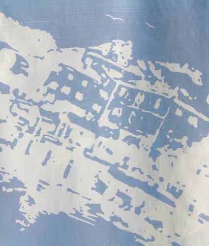 Seidenkleid mit italienischer Postkarte f&uuml;r Damen in Blue/dove Bottega Veneta Deutschland DE - Image 5