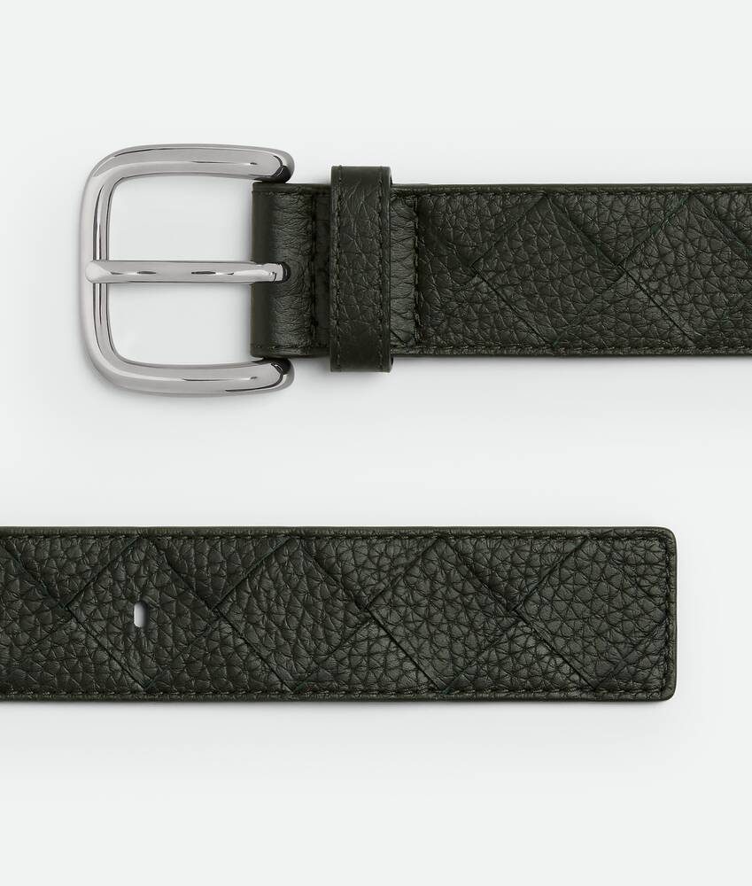 Men's Intrecciato Taurillon Belt in Dark green Bottega Veneta Italy EN - Image 4
