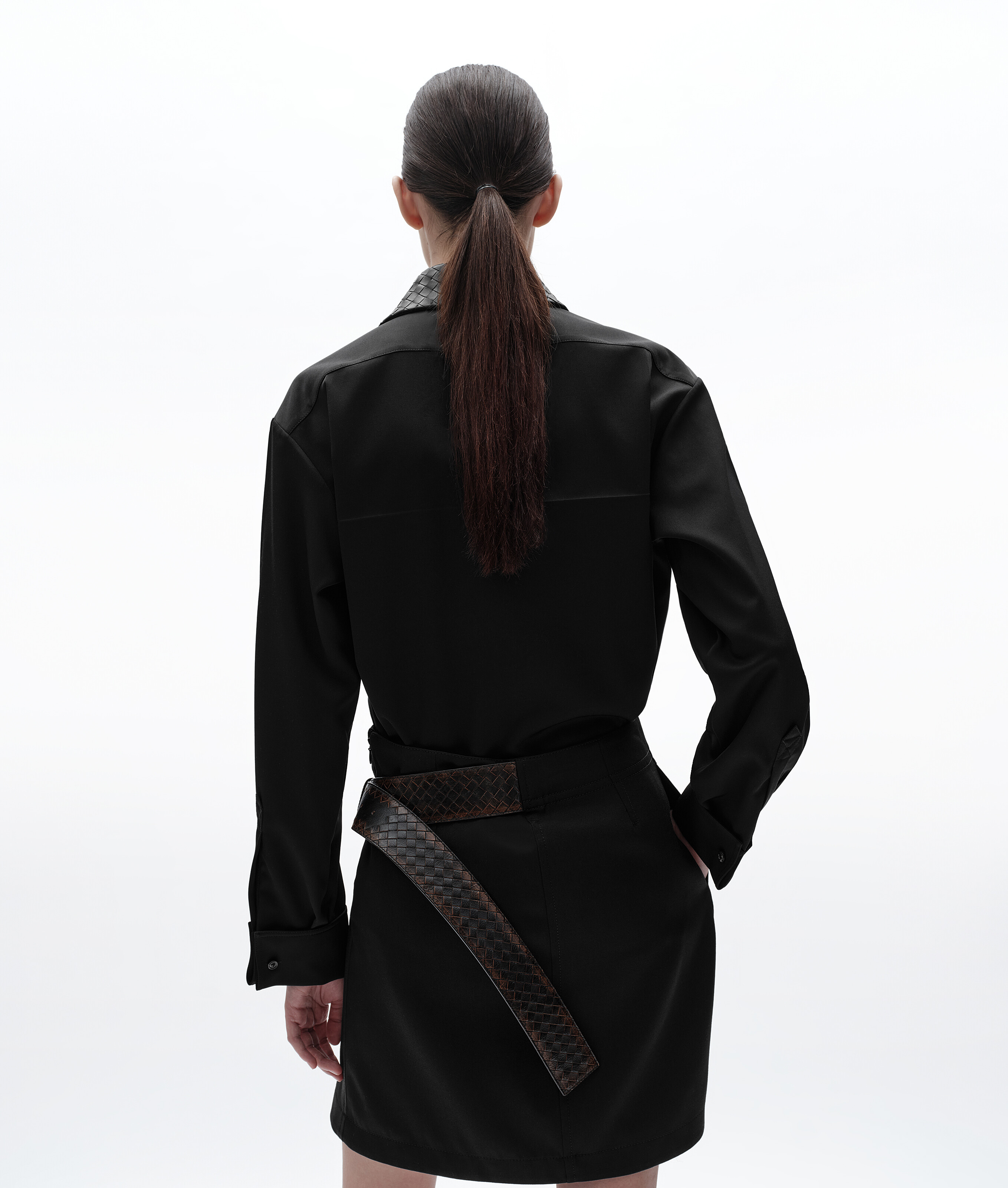 Women's Wool Grain De Poudre Skirt in Double black Bottega Veneta Luxembourg EN - Image 3