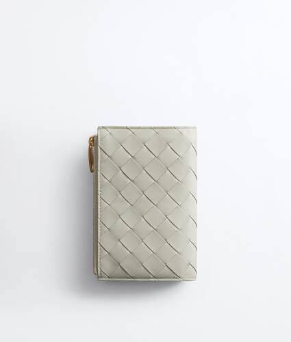 Women's Intrecciato Medium Bi-Fold Wallet in Silica gray Bottega Veneta Italy EN - Image 3