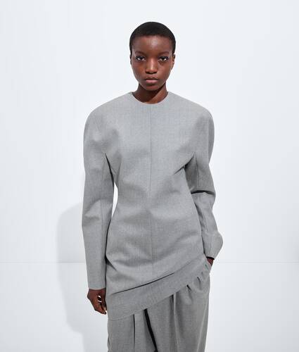 Kleid aus kompaktem Wollflanell f&uuml;r Damen in Sterling melange Bottega Veneta Deutschland DE - Image 1