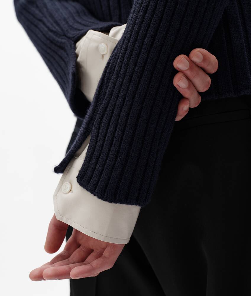 Men's Merino Wool Rib Knit Sweater in Midnight blue Bottega Veneta United States EN - Image 4
