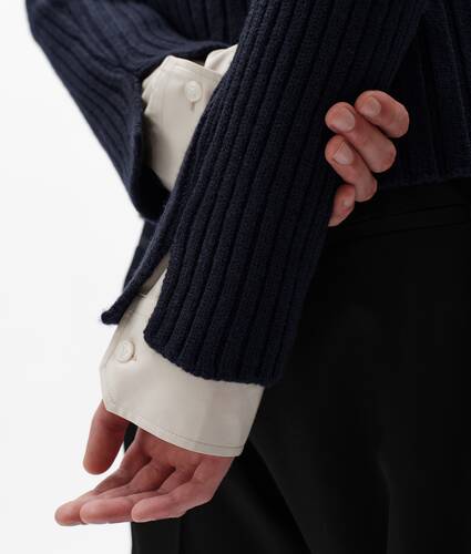 Men's Merino Wool Rib Knit Sweater in Midnight blue Bottega Veneta United States EN - Image 4