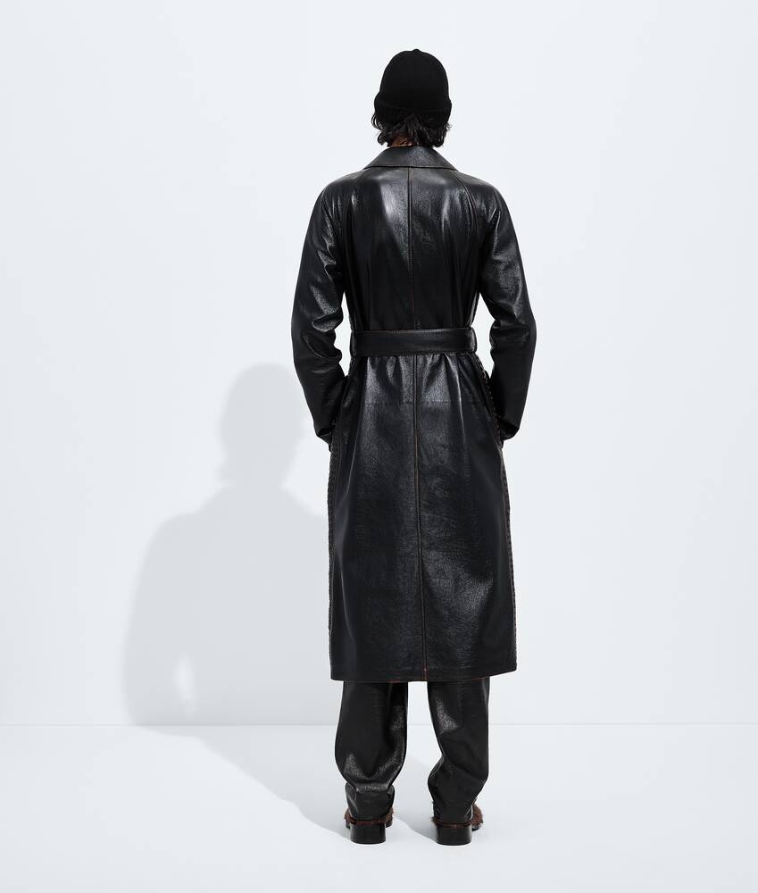 Men's Weathered Leather Coat in Black/brown Bottega Veneta Poland EN - Image 3