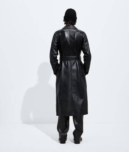 Men's Weathered Leather Coat in Black/brown Bottega Veneta Poland EN - Image 3