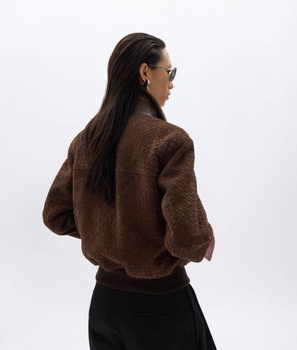 Women's Suede Leather Blouson in Tobacco Bottega Veneta Sweden EN - Image 2