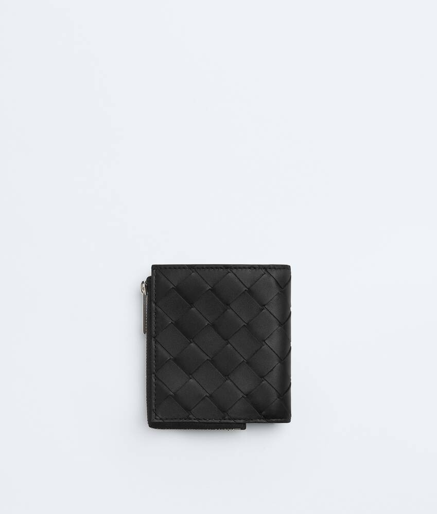 Men's Intrecciato Bi-Fold Wallet With Zip in Black Bottega Veneta Italy EN - Image 3